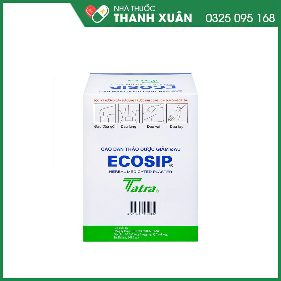Ecosip tara chỉ định trong trường hợp bầm tím, bong gân và giảm đau đầu gối, đau lưng, đau vai, đau tay